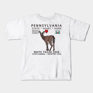 Pennsylvania - White Tailed Deer - State, Heart, Home - state symbols Kids T-Shirt